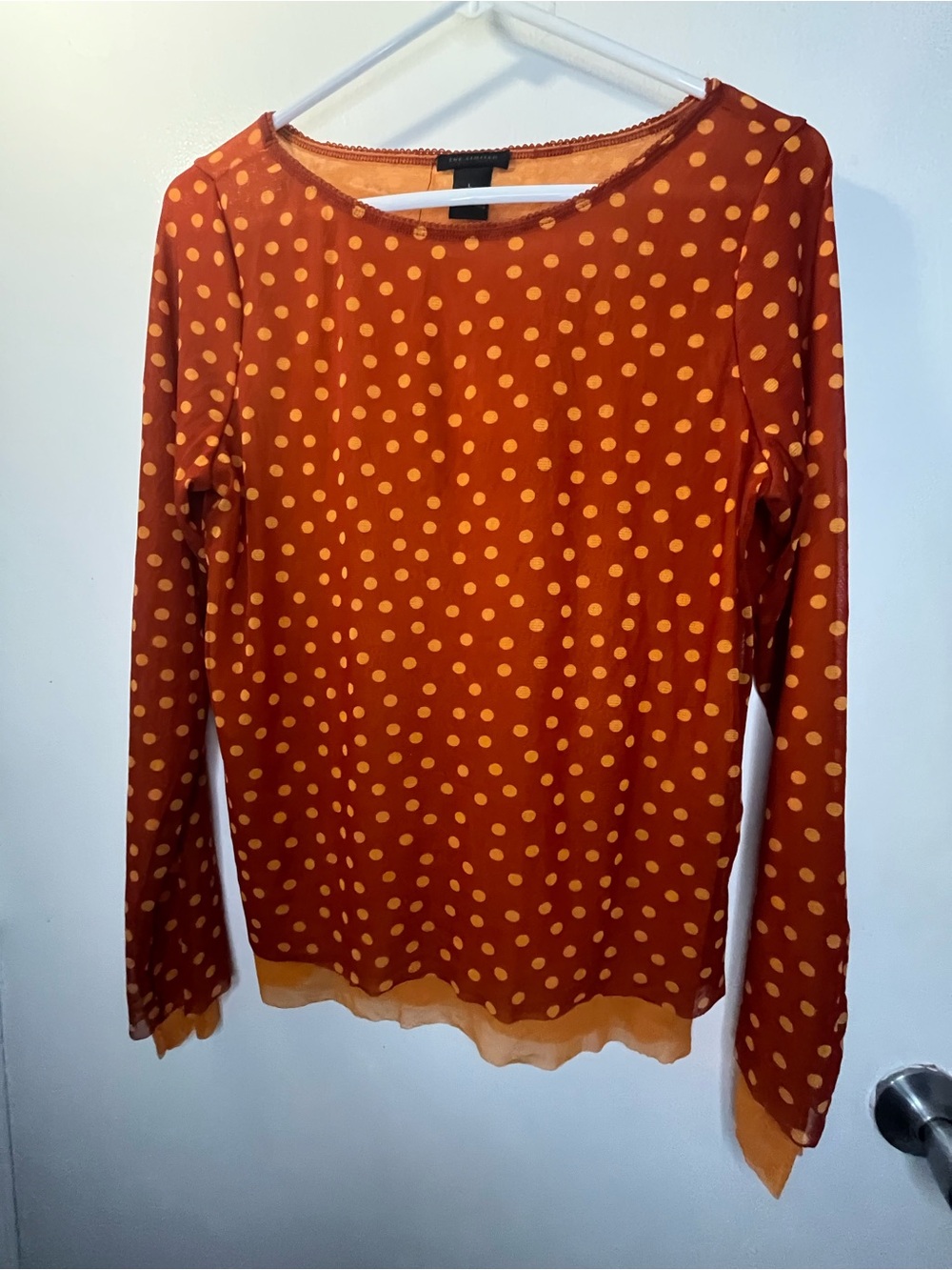 The Limited Rust Orange Polka Dot Long-Sleeve Tee